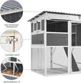 Extra Large Chicken Coop w/ Run, Wood Chicken House w/ Nesting Boxes & Roost Bar