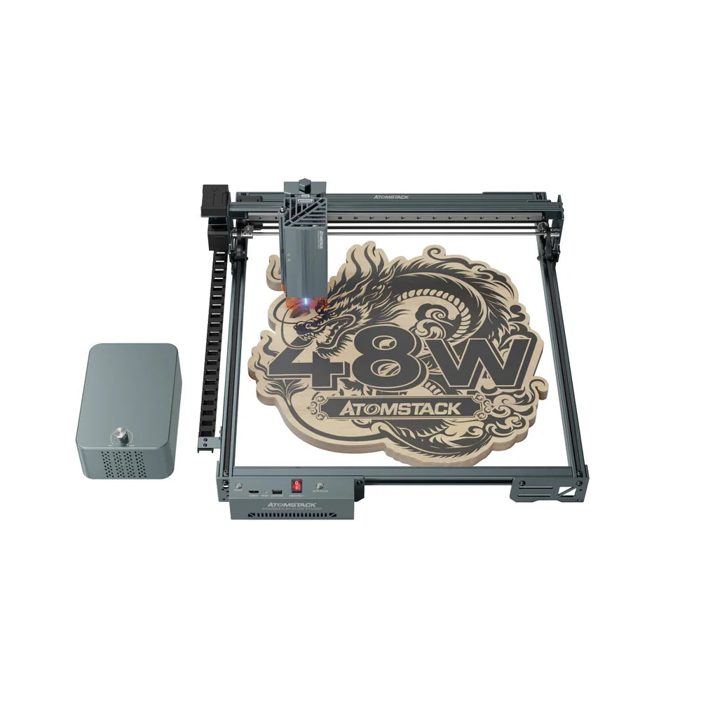 ATOMSTACK A40 PRO V2 48W Laser Engraver Machine 385*400mm Work Area with F60 Air Assist Kit R8 PRO Roller and Honeyco﻿mb Board