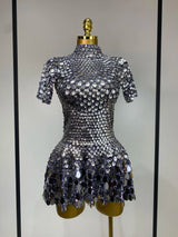 Sparkly Sequins Luxury Birthday Party Gown Short Dress Dancer Stage Performance Wear Women Sexy Nightclub Dress Festival Outfit
