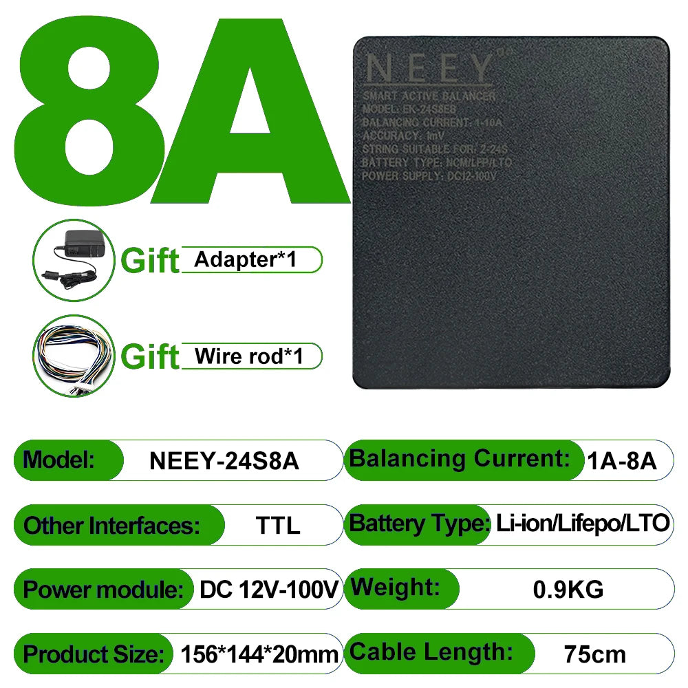 4TH NEEY Active Balancer Smart BMS Lifepo4 Battery 16S 8S 20S 24S Energy Equalization 4A 8A 10A 15A 20V 48V 100V Li-ion Camping