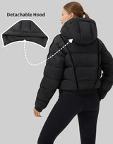 Pioneer Camp Women's Winter Cropped Puffer Jacket with Hood Waterproof Short Warm Quilted Jacket Puffy Bubble Coat Outerwear