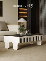 Stone Plate Coffee Table Living Room Large and Small Apartment Type Red Oak Wood Grain Coffee Table Light Luxury Modern