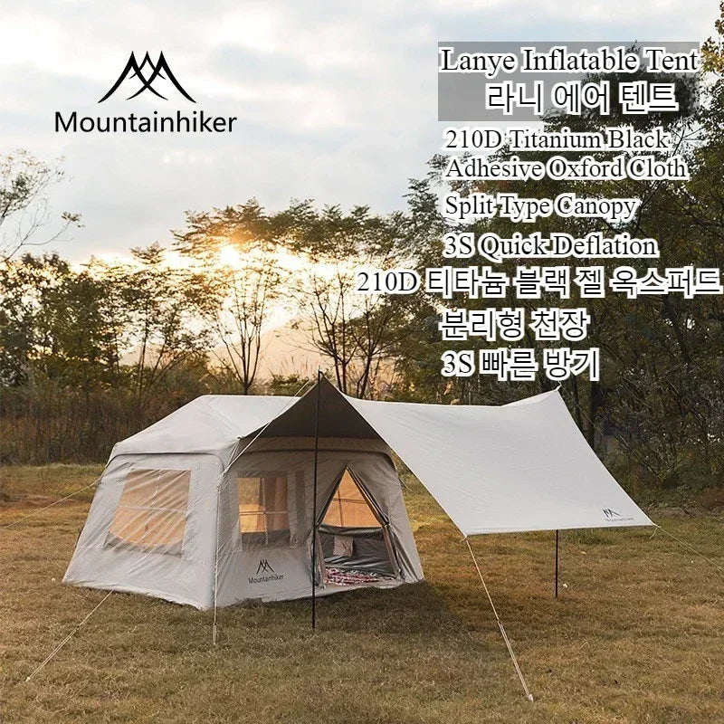 Mountainhiker 2-5 Person Inflatable Camping Tent Quick Open Waterproof Beach Tent Family Picnic Sunhade Anti-UV Outdoor Awning