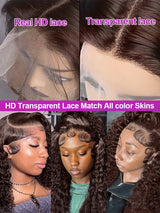 300 Density Chocolate Brown Deep Wave Lace Front Human Hair Wig 40Inch Color Hd Lace Frontal Wig For Women 13x6 Water Curly Wigs