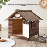 Outdoor Dog House Waterproof Winterproof Wooden Dog Villa Warm Shelter for Dogs Cats