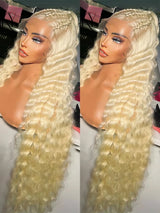 40 Inch Honey Blonde 613 HD Lace Frontal Wig 13x6 Curly Wigs Pre Plucked Brazilian 250% Density Loose Deep Wave Wigs Colored Water Wave Human Hair 13x4 Lace Front Wig For Women