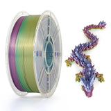 KINGROON Silk PLA Plastic 1kg 1.75mm, New Multicolor Gradient 3D Printer Filament Rainbow PLA Color Chnage, Transparent Spool