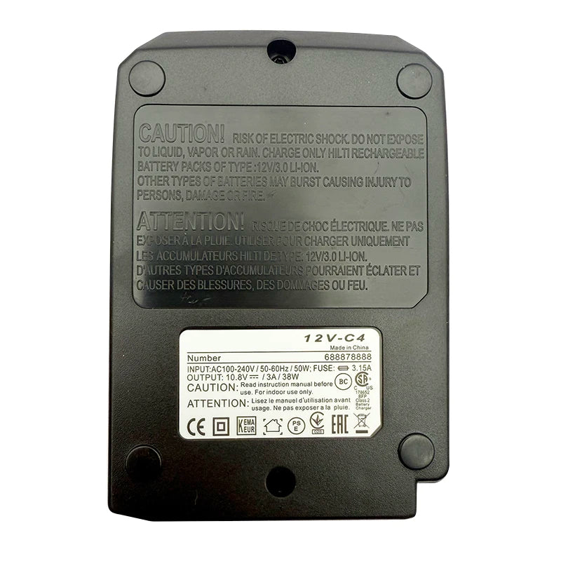 12V-C4 AC 100V-240V Power Tool Fast Charger For Hilti 10.8V 12V Lithium Battery 38W 3A Mini Compact Charger LED Power Display