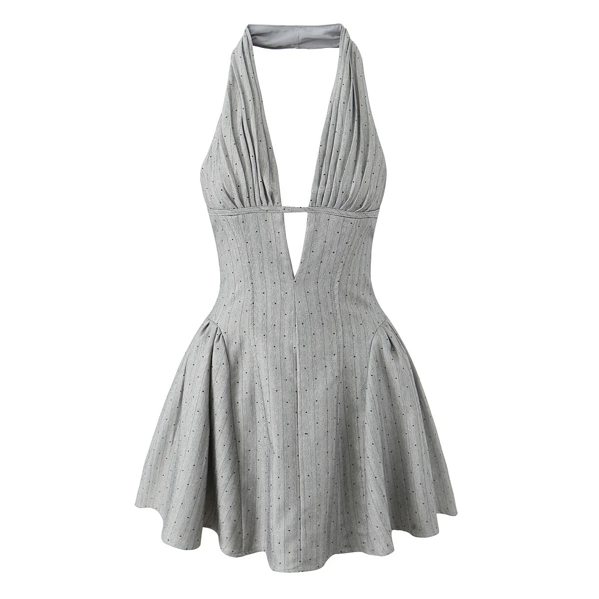 YENKYE Sexy Women Fashion Backless Halter Dresses Low Waist A-line Mini Summer Dress Party Robe