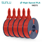 SUNLU High-speed PLA 3D Printer Filament 5KG 1KG A Roll 1.75MM Tolerances +/-0.02MM Filament Fast Shipping From EU / US