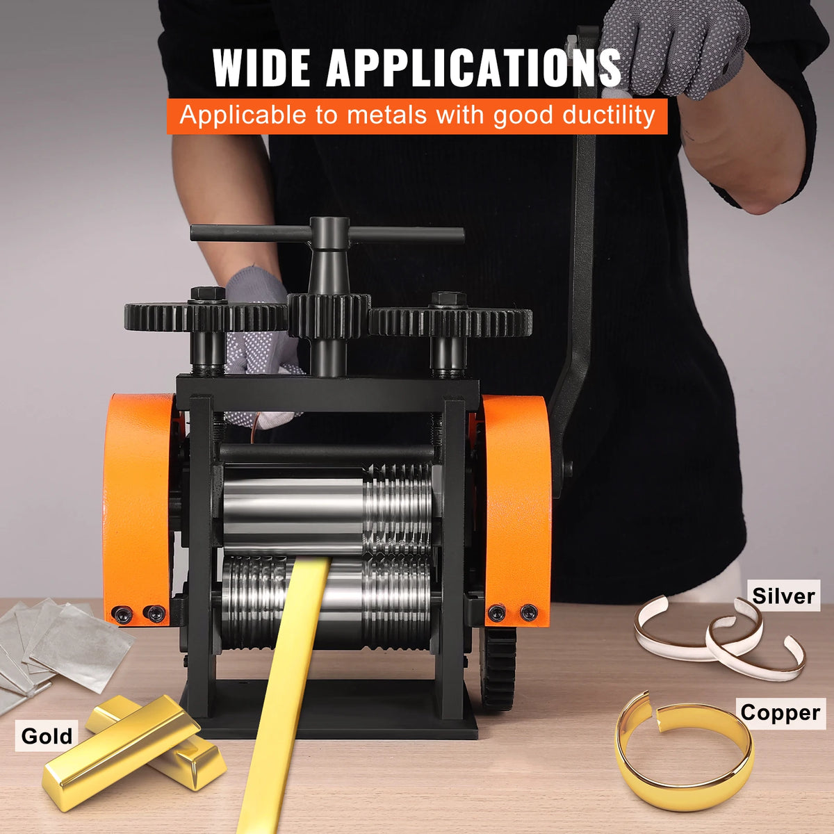 SucceBuy 45/57/75/76mm Jewelry Rolling Mill Machine 3-in-1 Multi-function Rolling Mill Metal Jewelry Making Sheet Square Wire