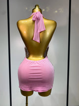 Women Sexy Halter Crystal Bodycon Mini Dress Celebrate Nightclub Performance Stage Outfit Luxury Birthday Photo Shoot Dress