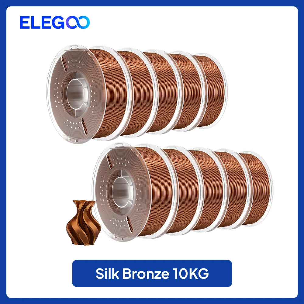 ELEGOO 5KG/10KG 1.75mm Silk PLA Filament,3D Printer Filament 1kg Gold Silver Fits for Most FDM 3D Printers