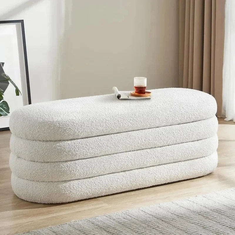 Fabric Upholstered End of Bed Storage Ottoman Bench with Large Storage Capacity