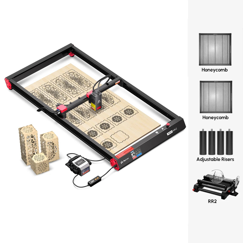 AlgoLaser Alpha MK2 20W Touch Screen 400X850MM Big Laser Engraving And Cutting Machine Cnc Desktop Handwriting Woodworking Tools