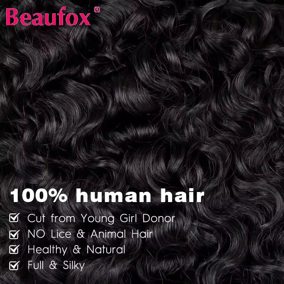 Beaufox Burmese Curly Hair Bundles Pixie Curly Bundles Human Hair Virgin Water Wave Human Hair Bundles Ocean Spiral Curly 30”