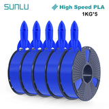 SUNLU High-speed PLA 3D Printer Filament 5KG 1KG A Roll 1.75MM Tolerances +/-0.02MM Filament Fast Shipping From EU / US