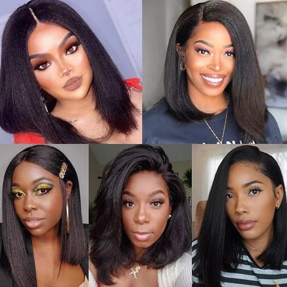 Kinky Straight 250% Density 13x4 HD Full Lace Front Human Hair Wigs Brazilian Glueless Lace Frontal Wigs Pre Plucked Women Yaki