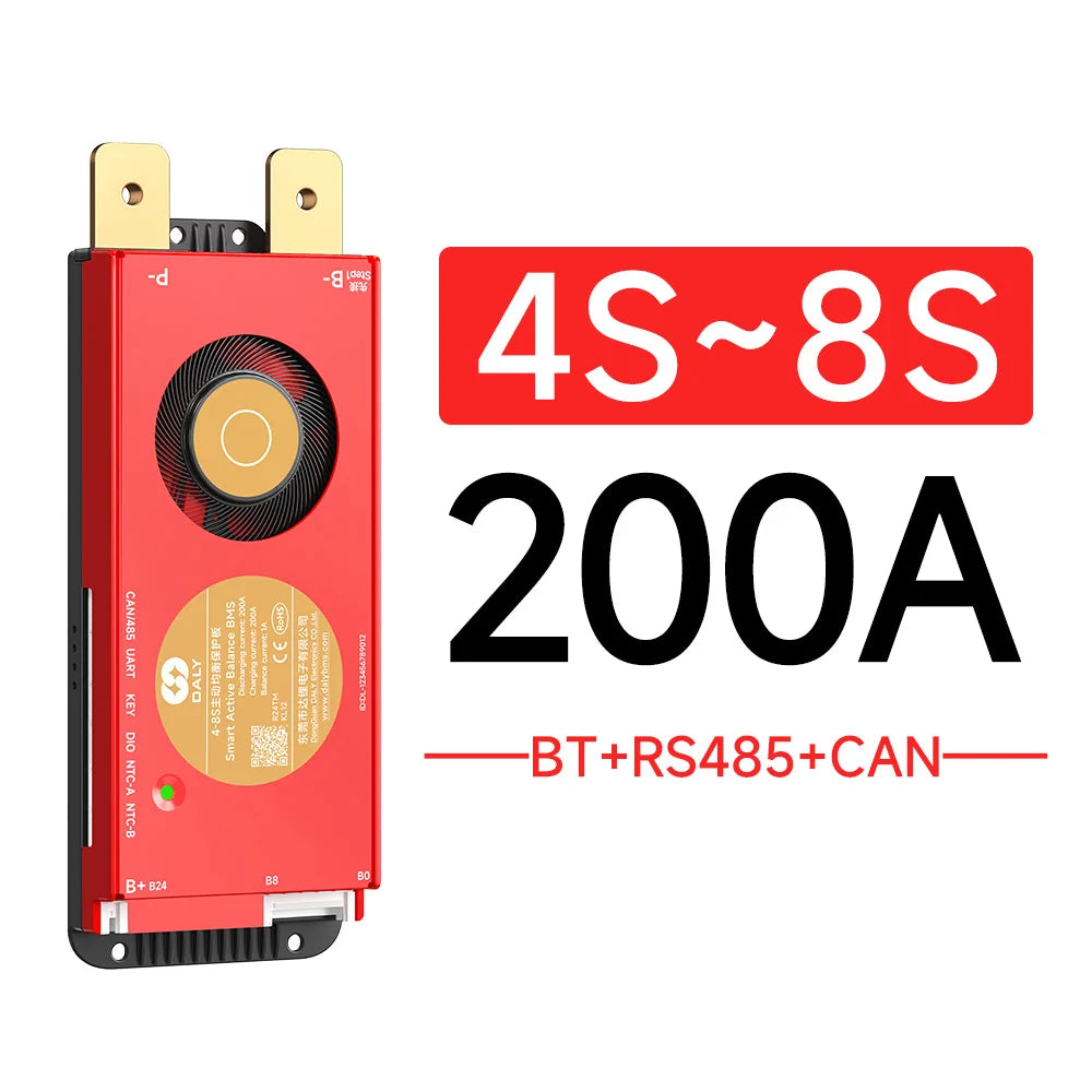 Daly Smart BMSWiFi 4S 12V 8S 24V 16S 48V 40A 100A 150A 200A Active Balance Overcharge/Discharge Protection for Sola/EV with BT