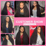 Luvin 40 Inch Deep Wave 13x6 HD Transparent Lace Frontal Human Hair Wigs 220 Density Remy 13x4 Water Curly Front Wig For Women
