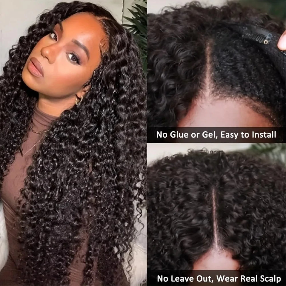 200 Density Upgrade Glueless V Part Wig Curly Wave Human Hair No Leave Out Ready To Wear Water Wave Human Hair Wigs 30 32 Inch