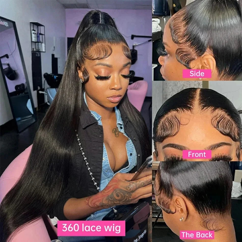 360 Full Lace Wig 30 40 Inch Bone Straight Human Hair Wigs 13x6 Hd Transparent Lace Front Pre Plucked Brazilian Hair For Women