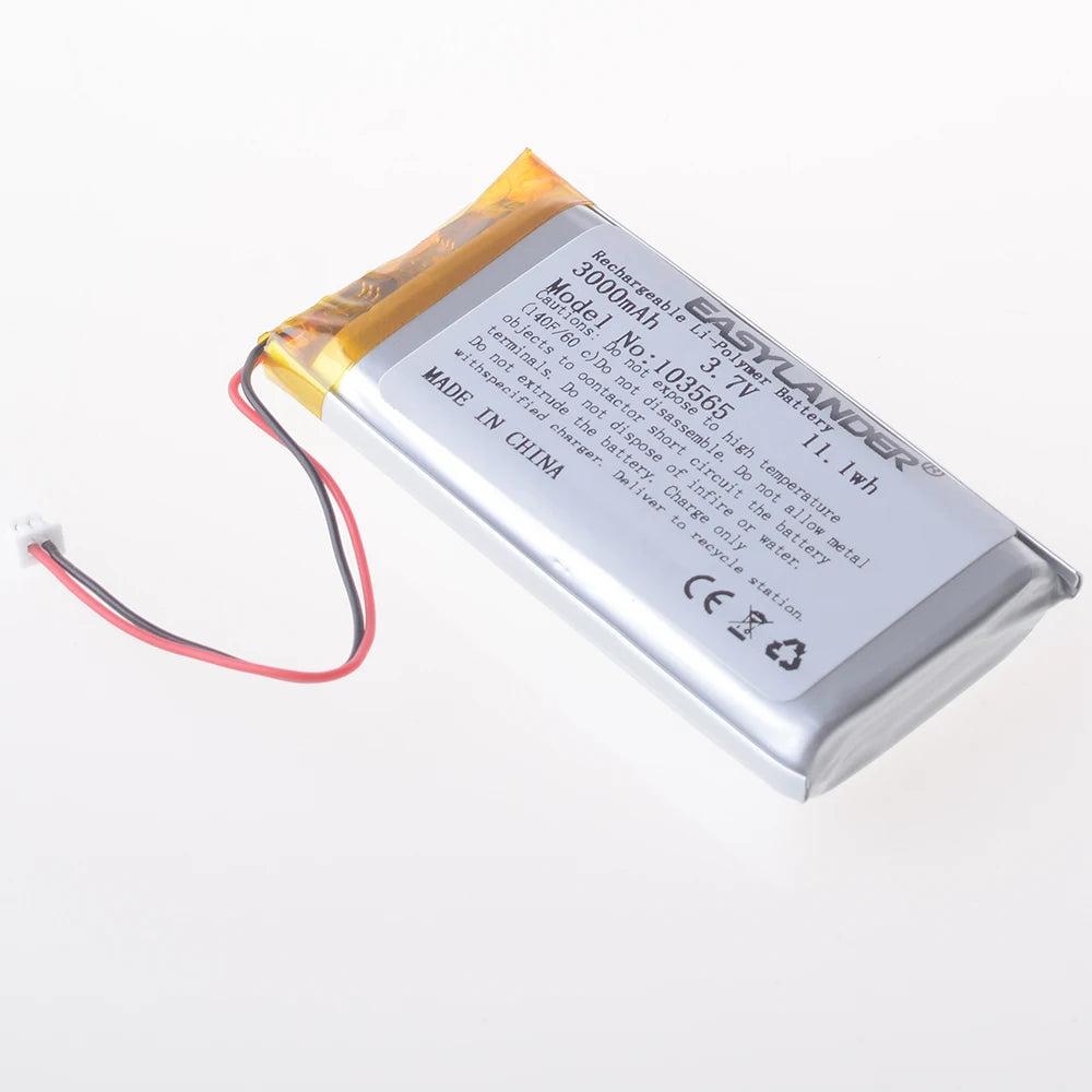 10pcs/Lot Silicone Wires 103565 103665 3.7V 3000mAh JST1.25 2P Li-Polymer Battery for console Miyoo Mini Plus Game machine