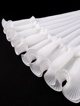 Women A Line Pleated Chiffon Dress V Neck Puff Sleeves Beading Ruffles Waist Belt Fashion African Female Evening Party Gown
