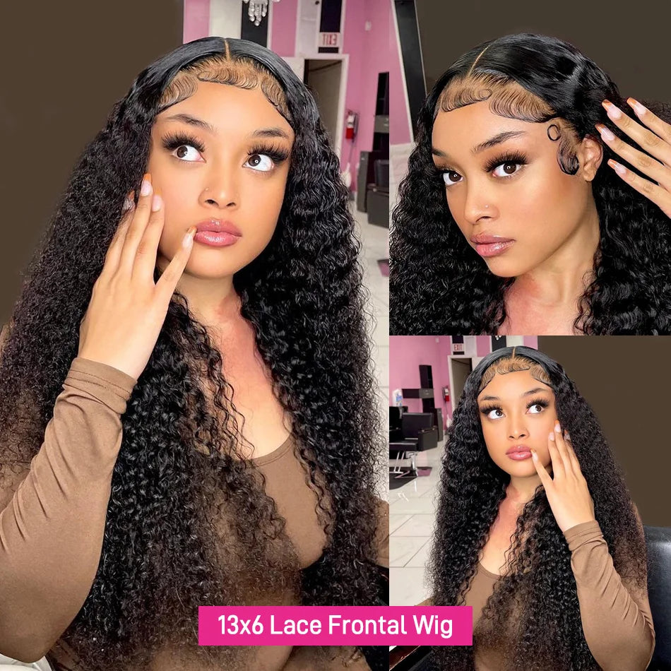 300% Deep Wave Lace Frontal Wig Curly 13x6 HD Lace Front Human Hair Wigs 250% Water Wave Full Human Hair Lace Wigs 30 36 Inch