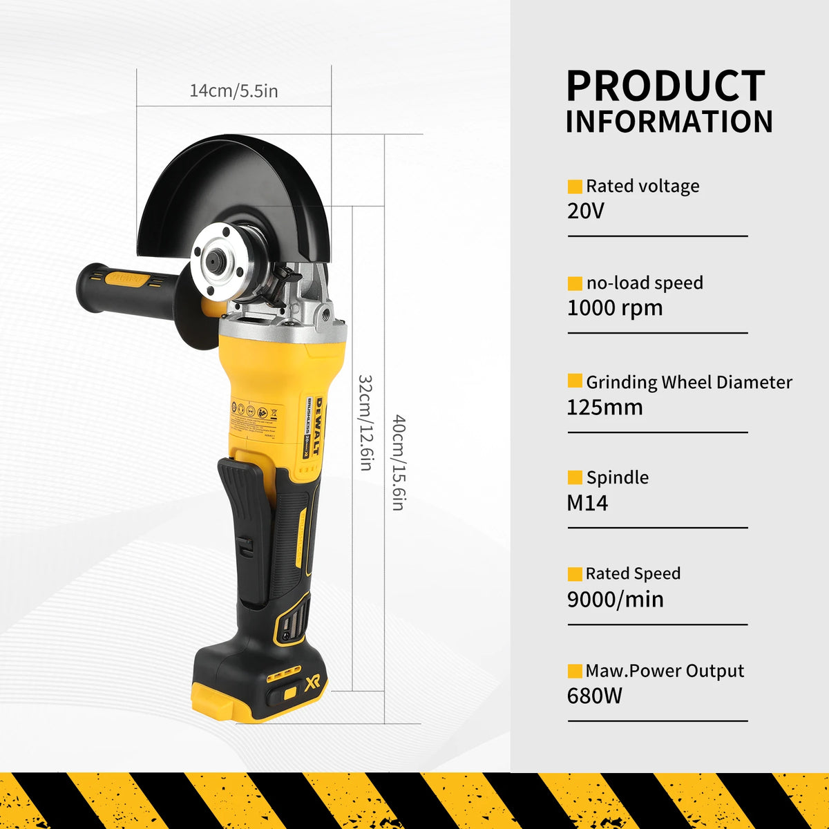 125mm Brushless Angle Grinder DEWALT 406 20V Comfortable Ergonomic Handle for Metal Stone Cutting and Polishing Jobs