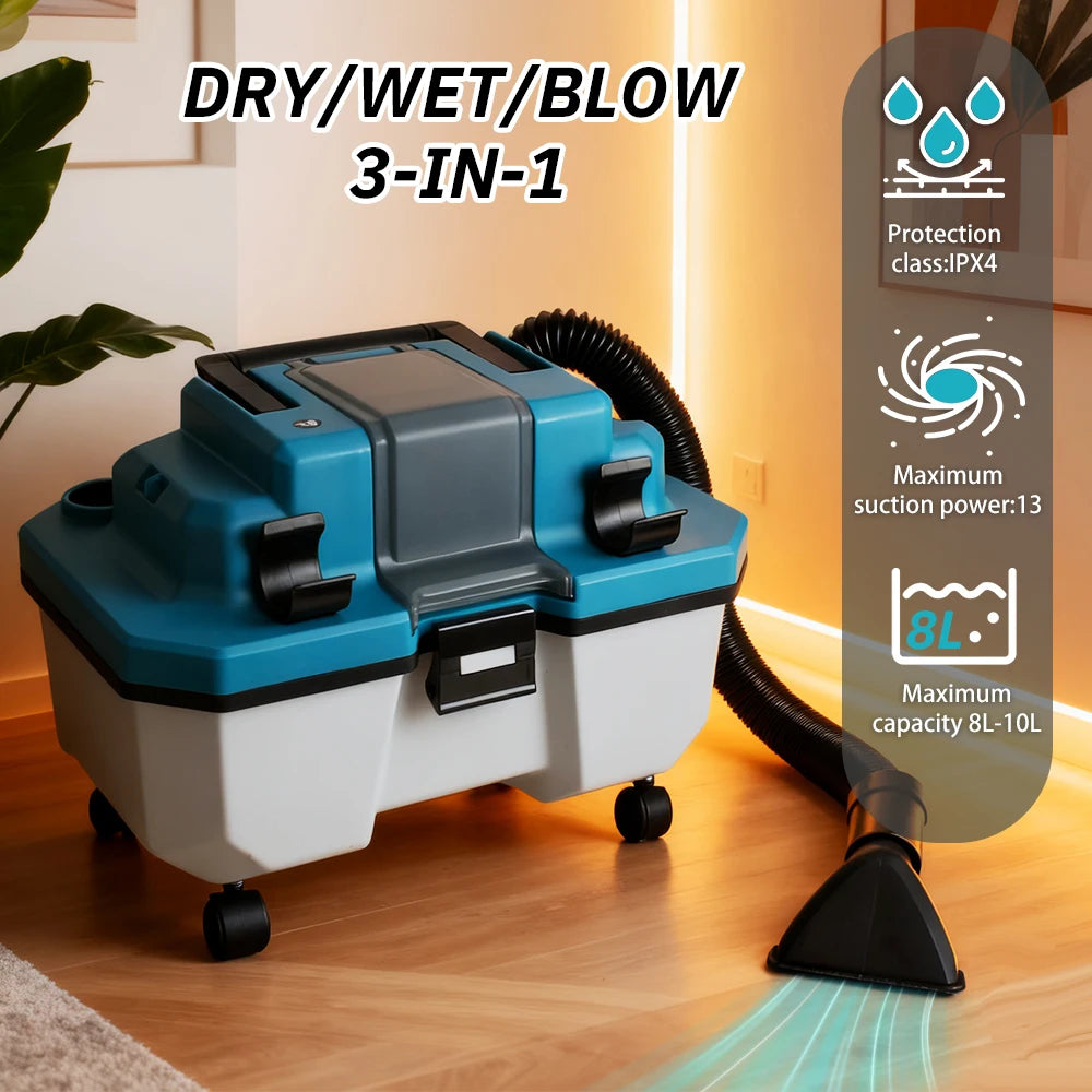 Portable Brushless Vacuum Cleaner Household Cordless Wet&Dry Vacuum Cleaner 18V Lithium Battery Dust Extractor for Makita