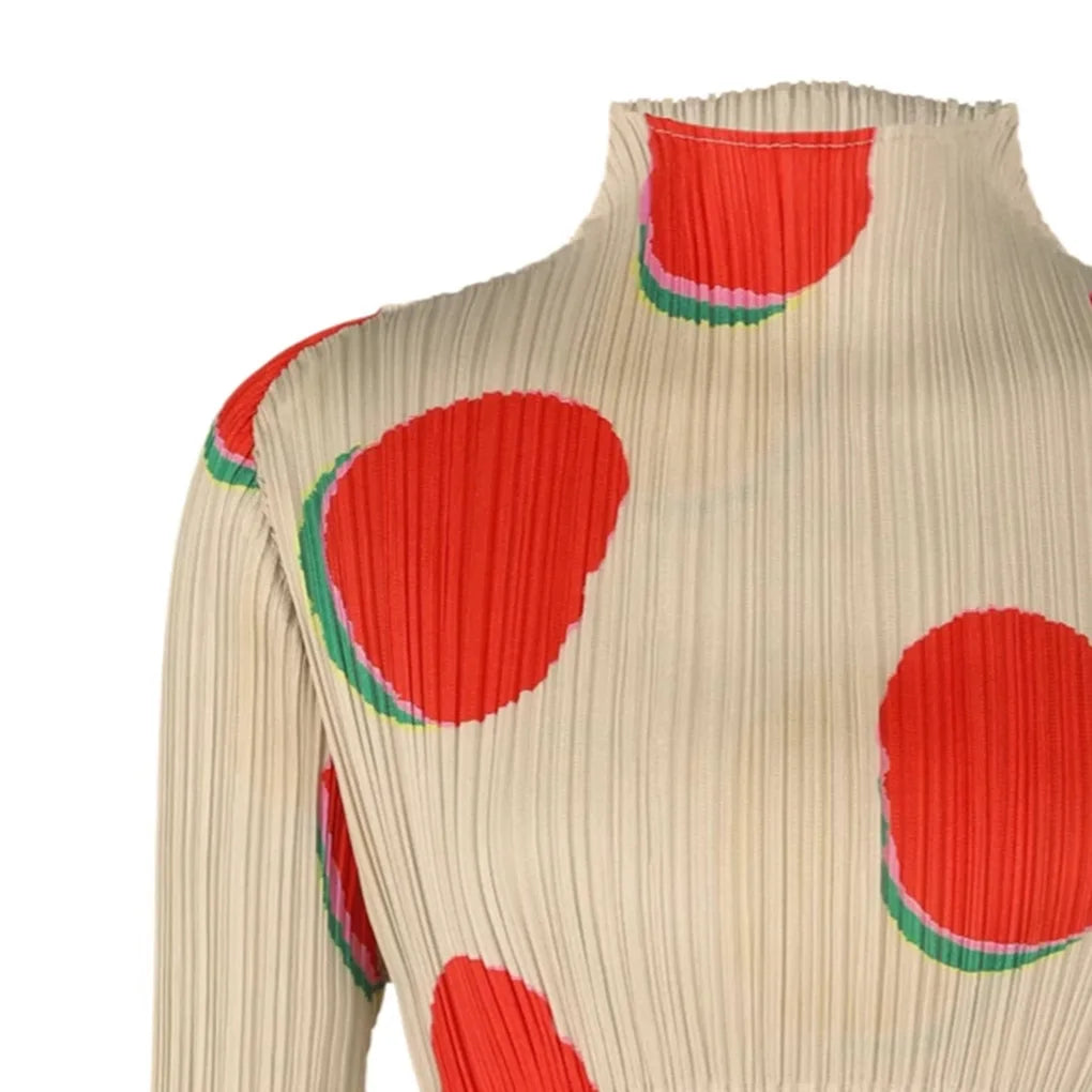 Miyake Fold 2024 Spring New Short Top Design Sense Niche With Long-sleeved T-shirt