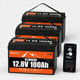BUKNUWO 12V 100Ah Bluetooth LiFePO4 Lithium Battery, Smart 1280Wh Grade A Cells Battery For RV Boat Solar System
