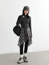 CHIC VEN New Women T-Shirts Solid Slim Half High Neck Pullover Basic Long Sleeved Tees Female Top Sports Spring Autumn 2025