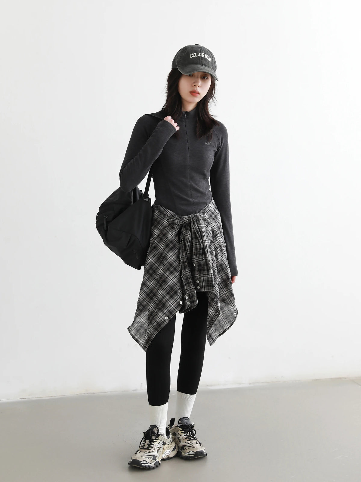 CHIC VEN New Women T-Shirts Solid Slim Half High Neck Pullover Basic Long Sleeved Tees Female Top Sports Spring Autumn 2025