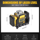 DEWALT DW089LG 3 Sides*360 Degree Vertical 12 Lines Laser Level Horizontal Green Light Level Meter Outdoor
