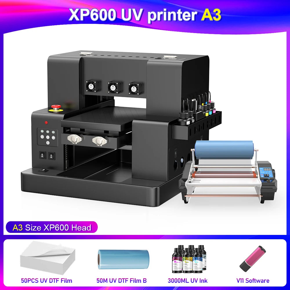 OYfame A3 A4 UV Flatbed Printer | With L805 XP600 Print Head | For Phone Cases Bottles Acrylic Pens  EU & US Stock Available