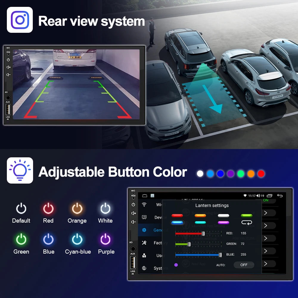 LEHX 7Inch Carplay Android Auto Player IPS Touch Screen HD Automotive Multimedia Car MP5 Player USB Bluetooth Card 2 Din Stereo