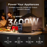 ECOFLOW 20W Charger with Portable Power Station DELTA 3 MAX Black, 2048Wh LiFePO4 Battery, 3400W X-Boost Output, Ultra-Fast 0-80% Charging in 1.13 Hr
