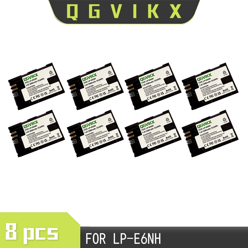 QGVIKX LP E6NH Compatible with Canon EOS R7 7.4V 2600mAh POWER BATTERY CAPACITY 19.24Wh 2-Pack Battery and Triple Slot Charger