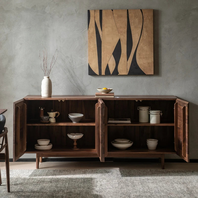 North American black walnut dining side cabinet modern simple living room wabi wind solid wood side cabinet floor cabinet storag