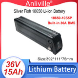 Silver Fish 36V/48V/52V/60V 10Ah 12Ah 15Ah 20A Removable Lithium Battery Pack Built-in BMS for 250W-1800W Folding E-two Wheeler