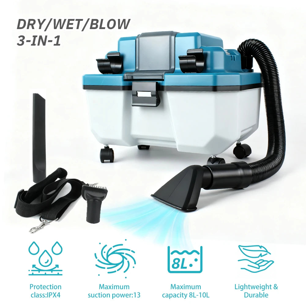Brushless Vacuum Cleaner Lithium Battery-Powered Dust Extractor Vacuum with Carrying Strap Cordless Wet&Dry Vacuum for Makita