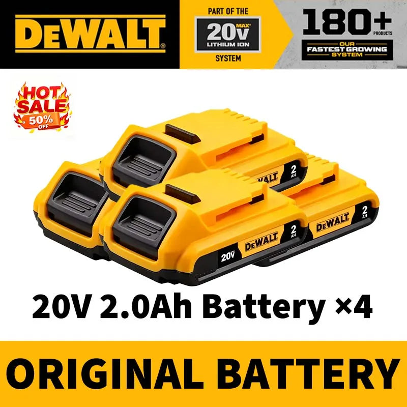 100% Original Dewalt 20V Battery 2AH 9AH Li-Ion Replacement Battery Charger Combo DCB202 DCB609 DCB209 DCB206 Power Tool Battery