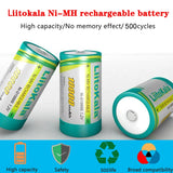 1-30PCS LiitoKala Ni-D10000 1.2V D R20 Size Battery D Cell 10000mAh Huge Capacity Ni-MH Rechargeable D Batteries for Gas Stoves