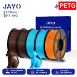 JAYO 3D PETG/PLA/PLA PLUS Filament 1.75mm PLA Filament 5 Rolls For Bambu FDM 3D Printer Neatly Wound 3D Printing Material for 3d