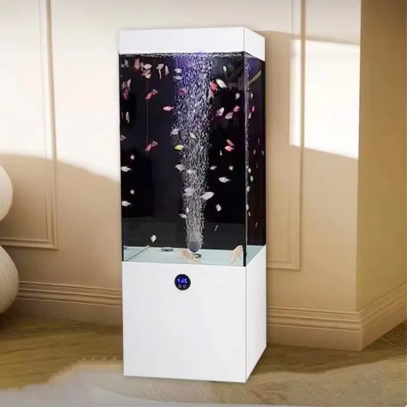 All-in-One AquariumWholesale New Design Large Luxury Square Goldfish Aquarium Square Glass Fish Tank For Living Room Wall Floor