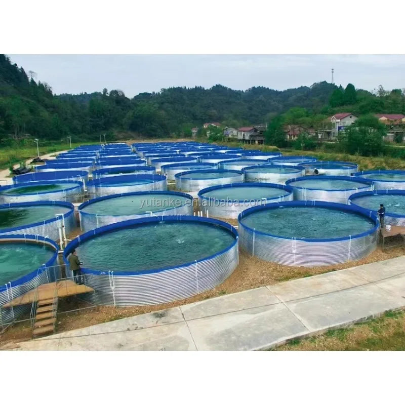 Customized size Large Capacity Galvanized Steel Fish Pond High Density Commercial Fish Farming Water Tank
