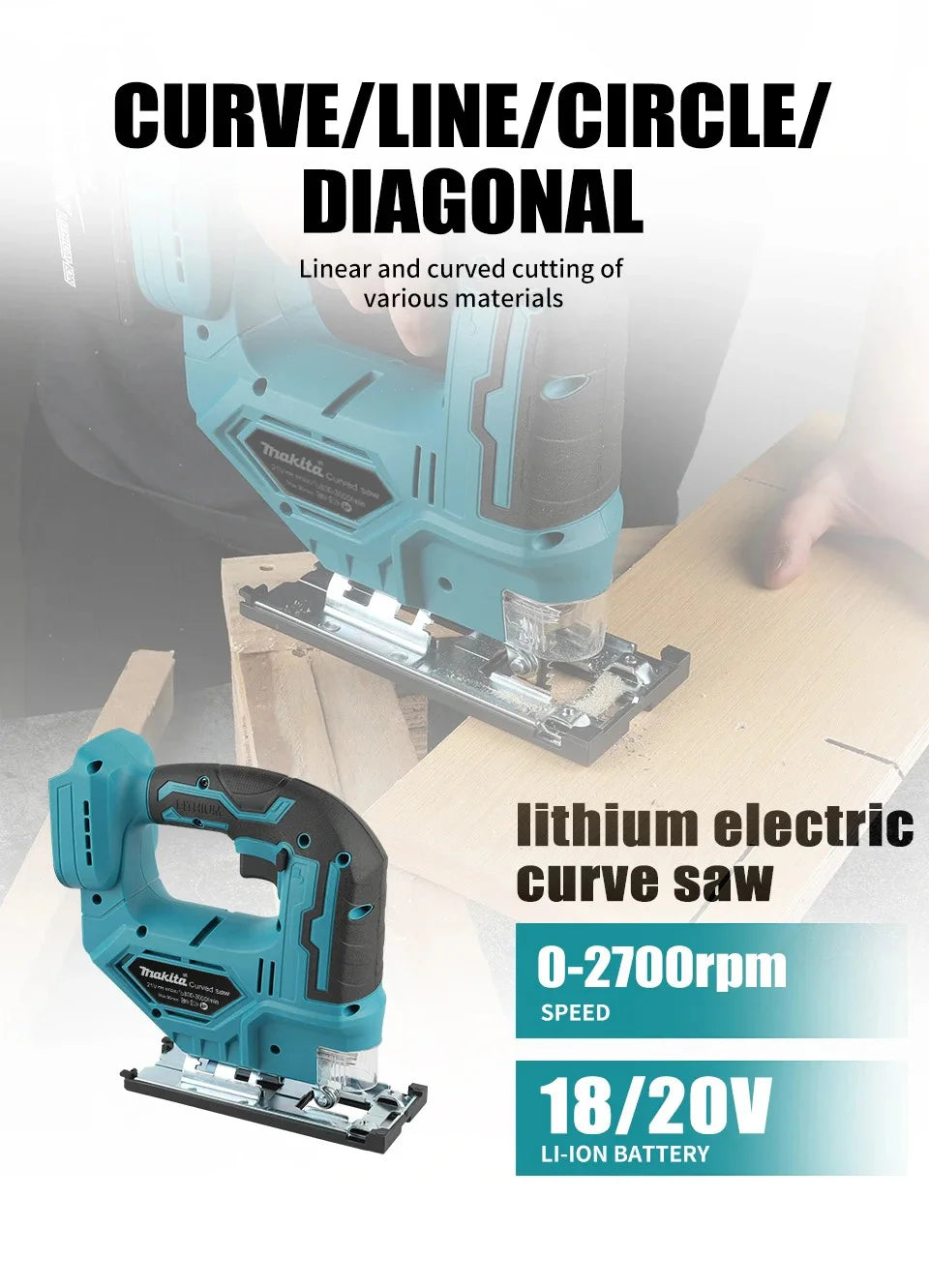 Makita DJV182Z Cordless Barrel Handle Jigsaw Electric Saw  - No Battery Included