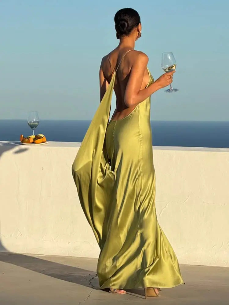 Sexy Women Dress Hollow Sleeveless Deep V Neck Big Backless Hip Package Long Dresses Elegant Summer New Beach Holiday Robes Lady